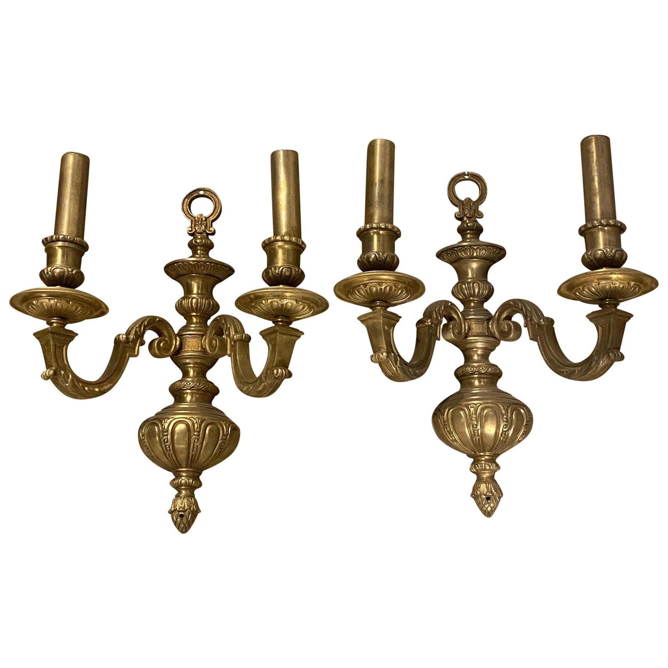 Lámparas de bronce dorado Caldwell de 1900 en venta