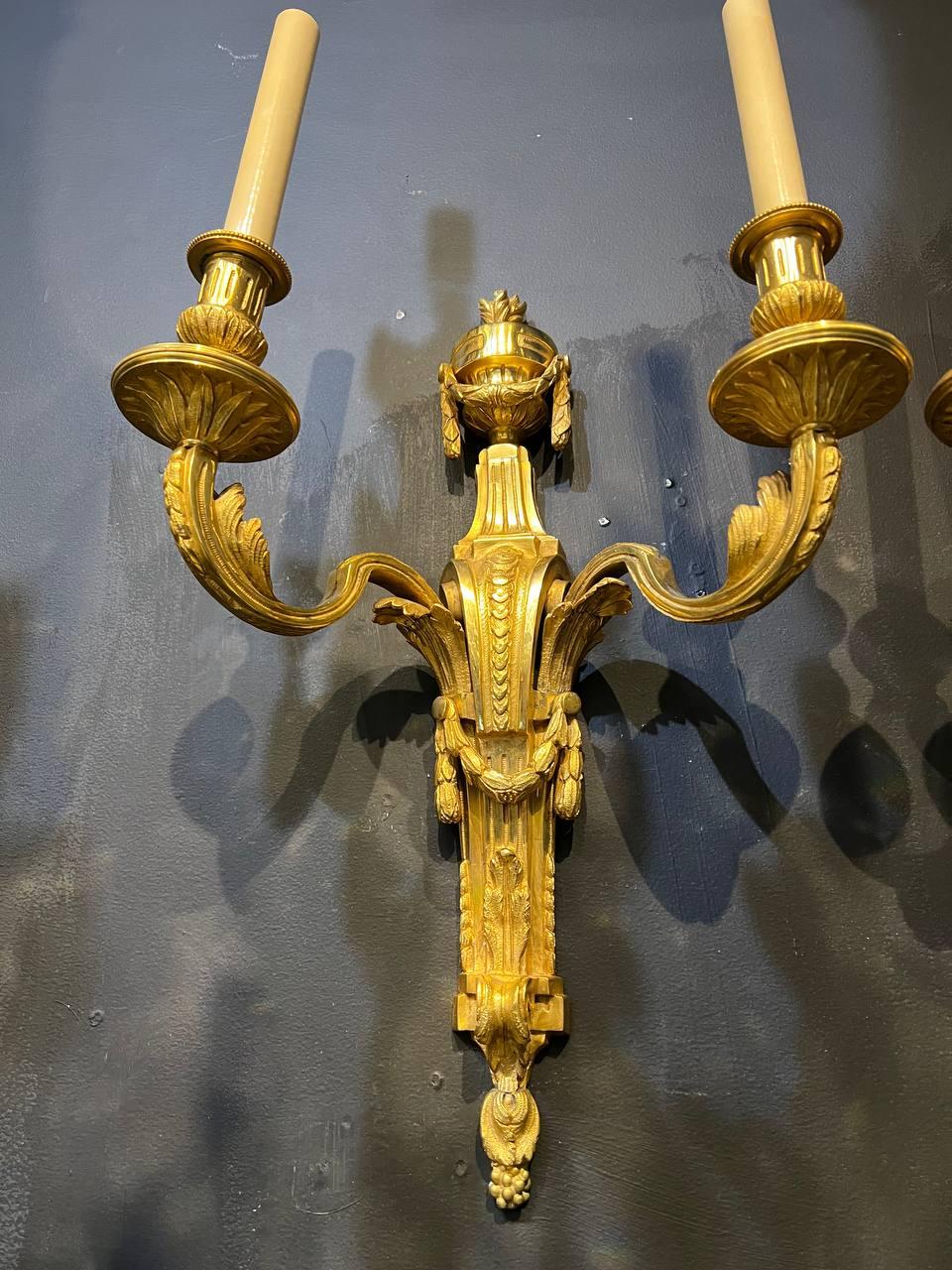 American 1900's Caldwell Gilt Bronze Sconces with 2 Lights 
