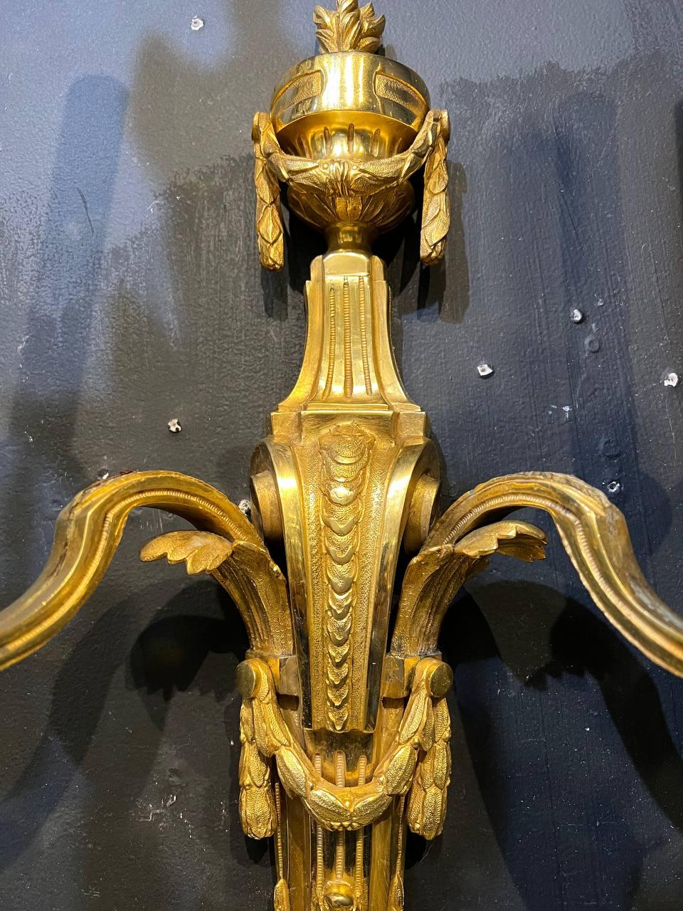 Early 20th Century 1900's Caldwell Gilt Bronze Sconces with 2 Lights 