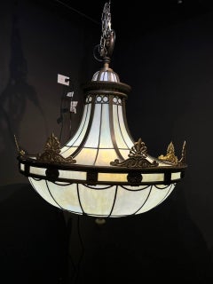 1900s Caldwell Leaded Glass Light Fixture