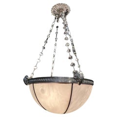 Antique 1900s Caldwell Leaded Glass Light Fixture
