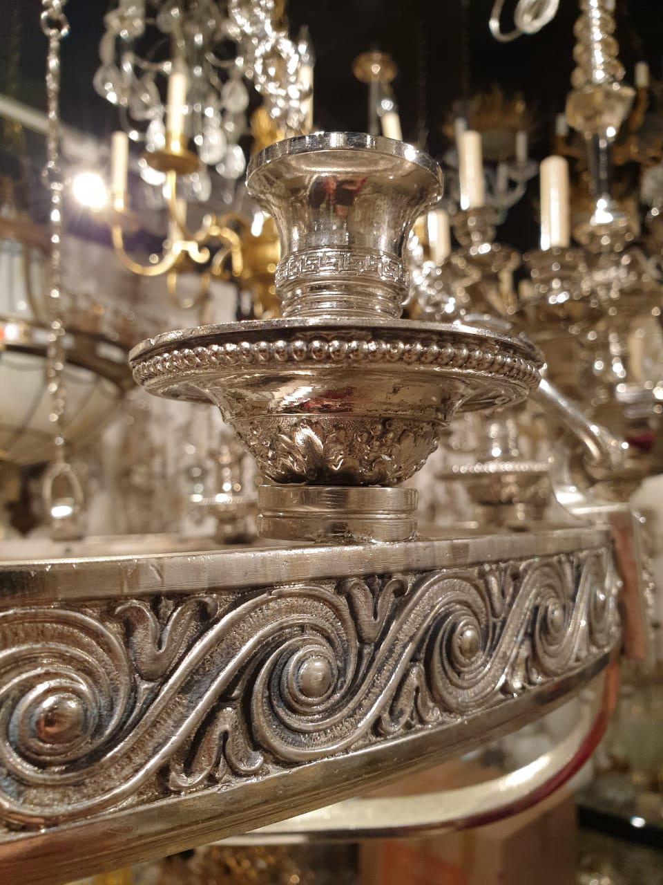 American 1900’s Caldwell Neoclassical Silver Plated Chandelier For Sale