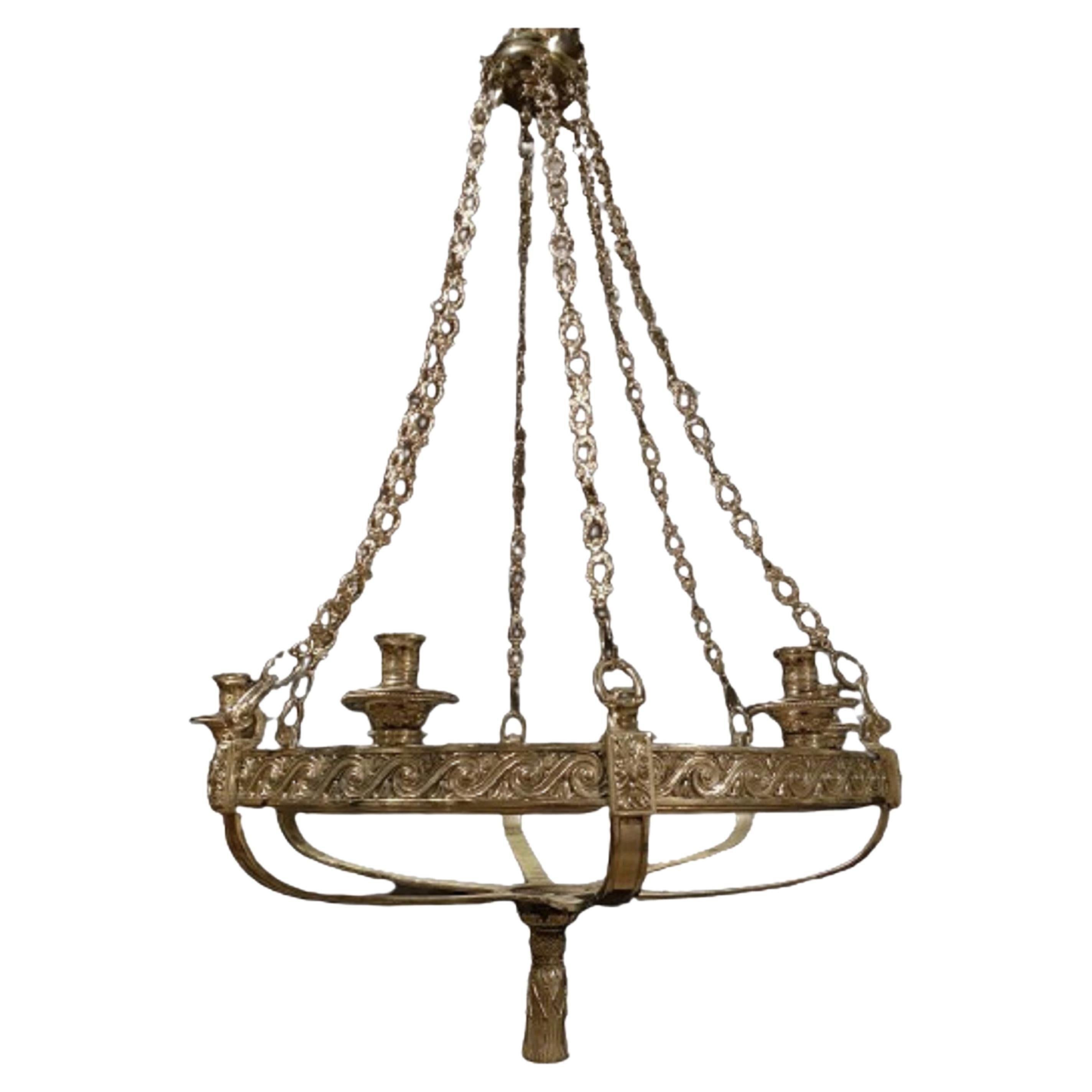 1900’s Caldwell Neoclassical Silver Plated Chandelier For Sale