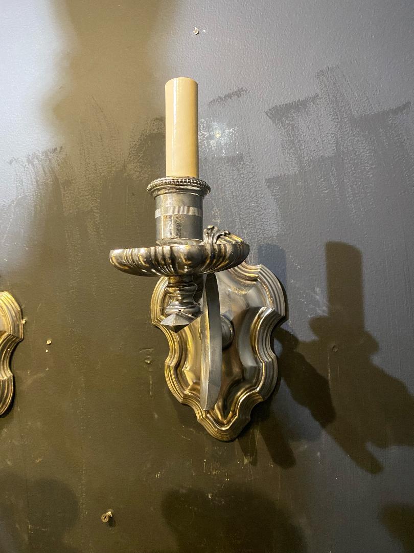 Early 20th Century 1900's Caldwell One Light Silver Plated Sconces For Sale