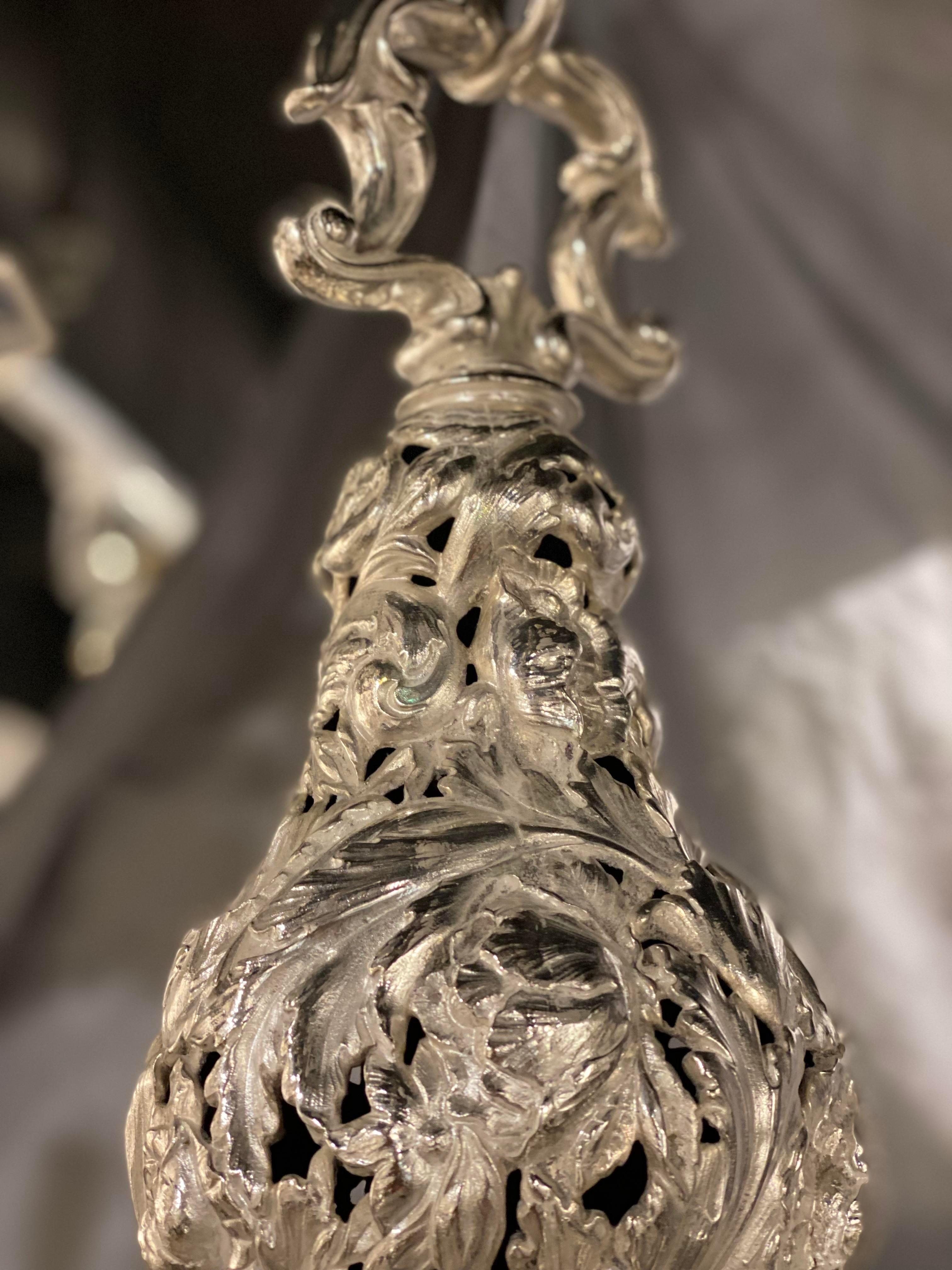1900’s Caldwell Silver Plated Chandelier In Good Condition For Sale In New York, NY
