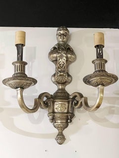 1900's Caldwell Silver Plated Cherub Sconces
