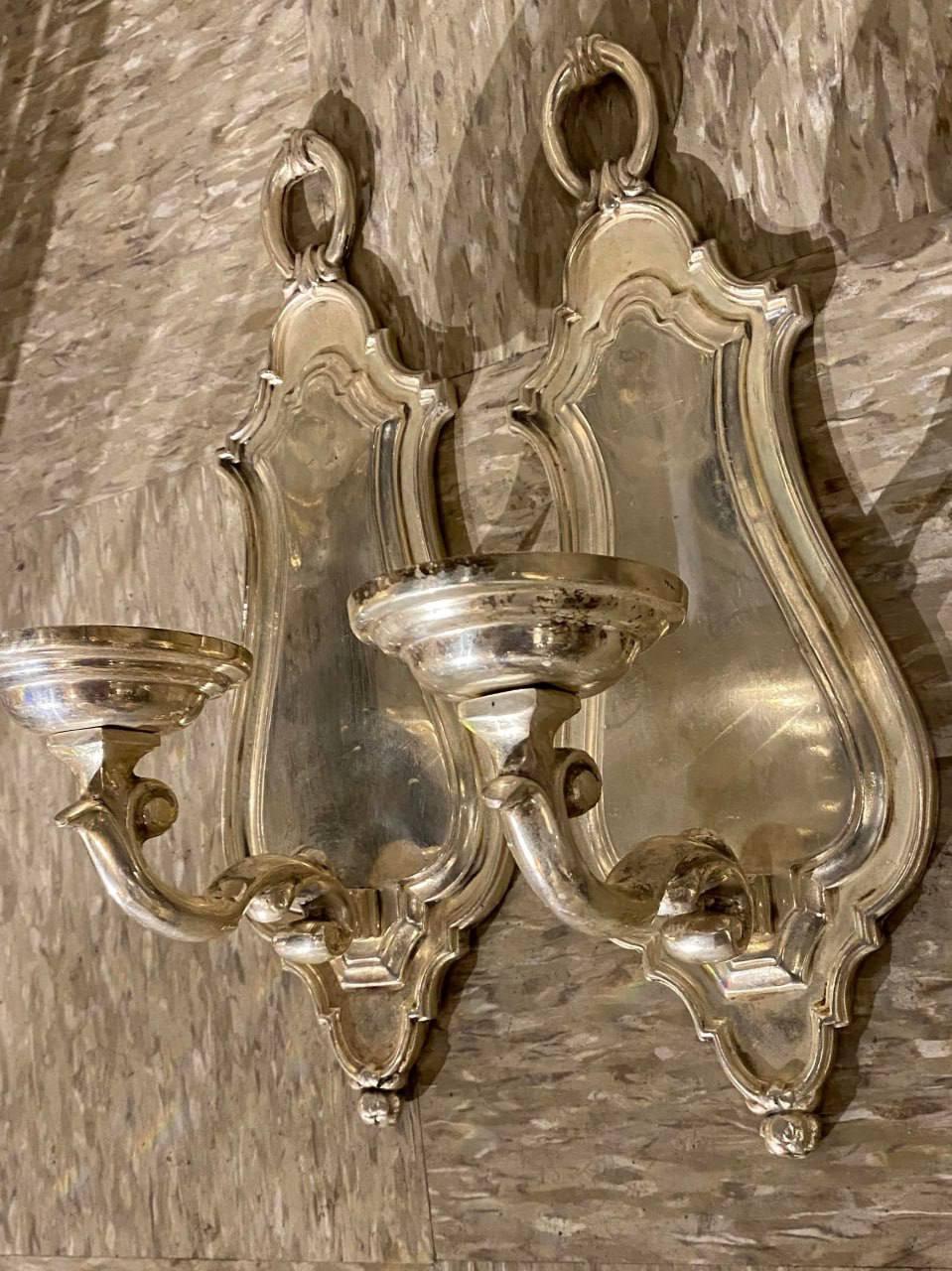 American 1900's Caldwell Silver Plated One light Sconces  For Sale