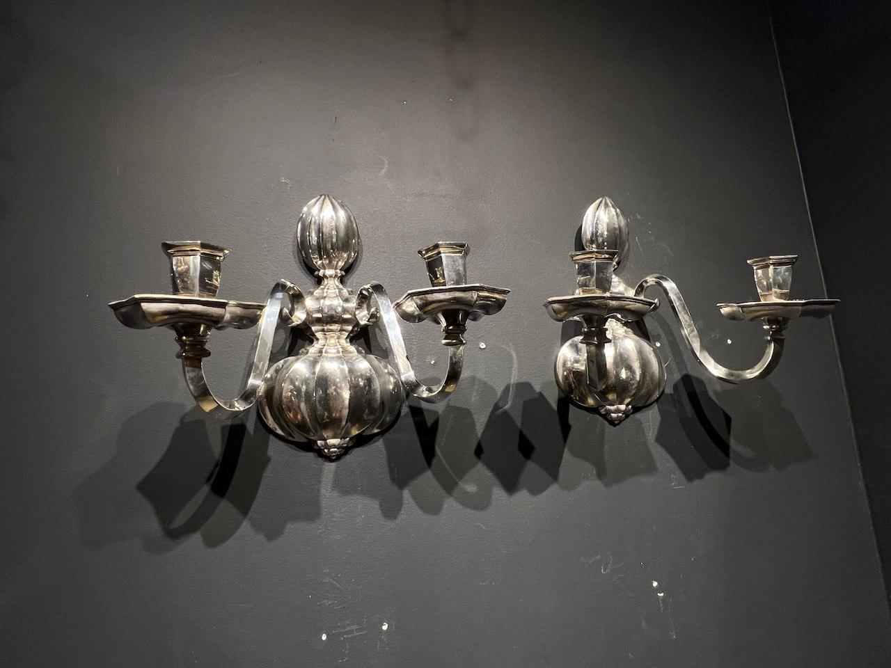 American Classical 1900s Caldwell Silver Plated Sconces For Sale