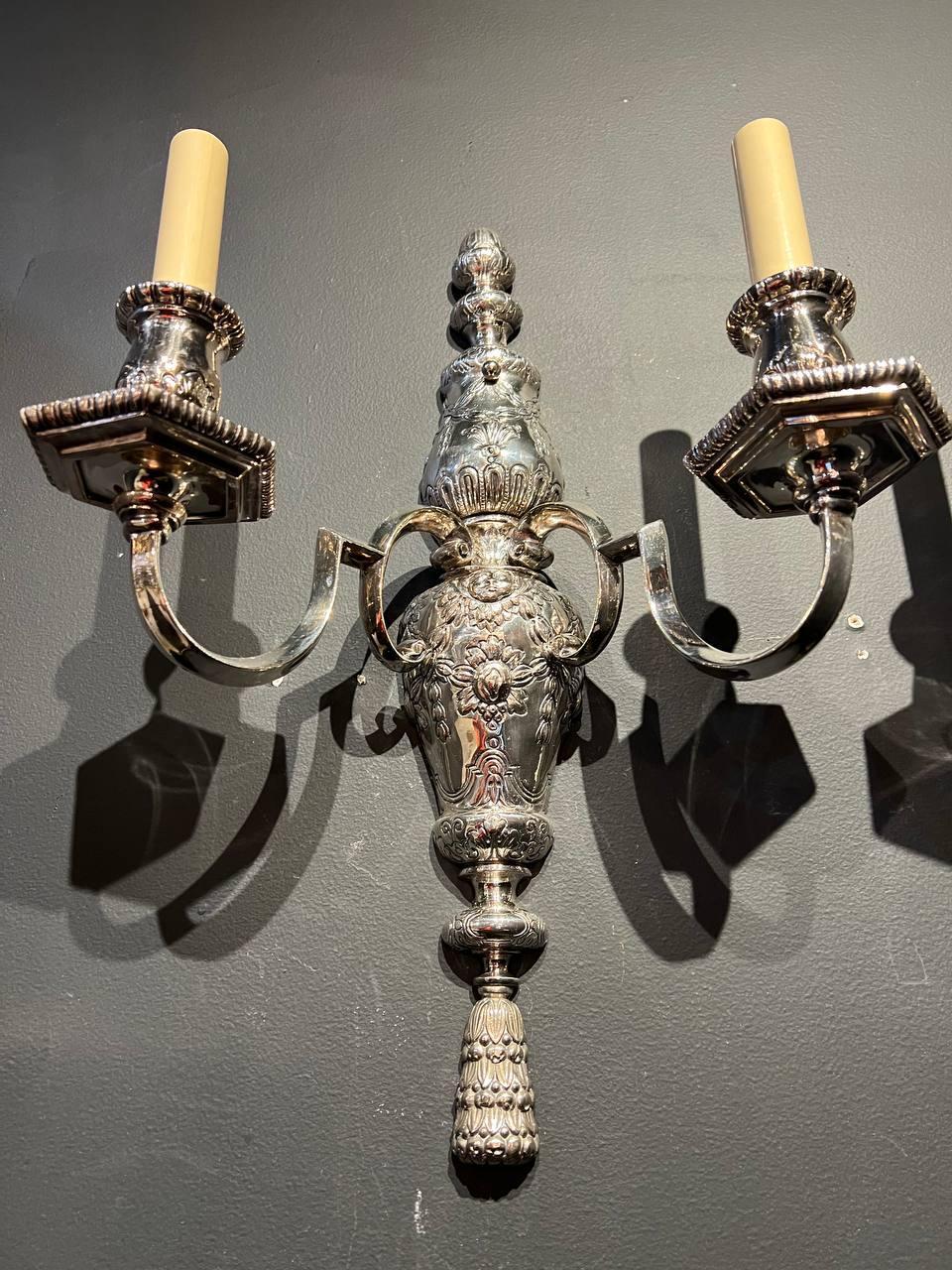 American 1900s Caldwell Silver Plated Sconces For Sale