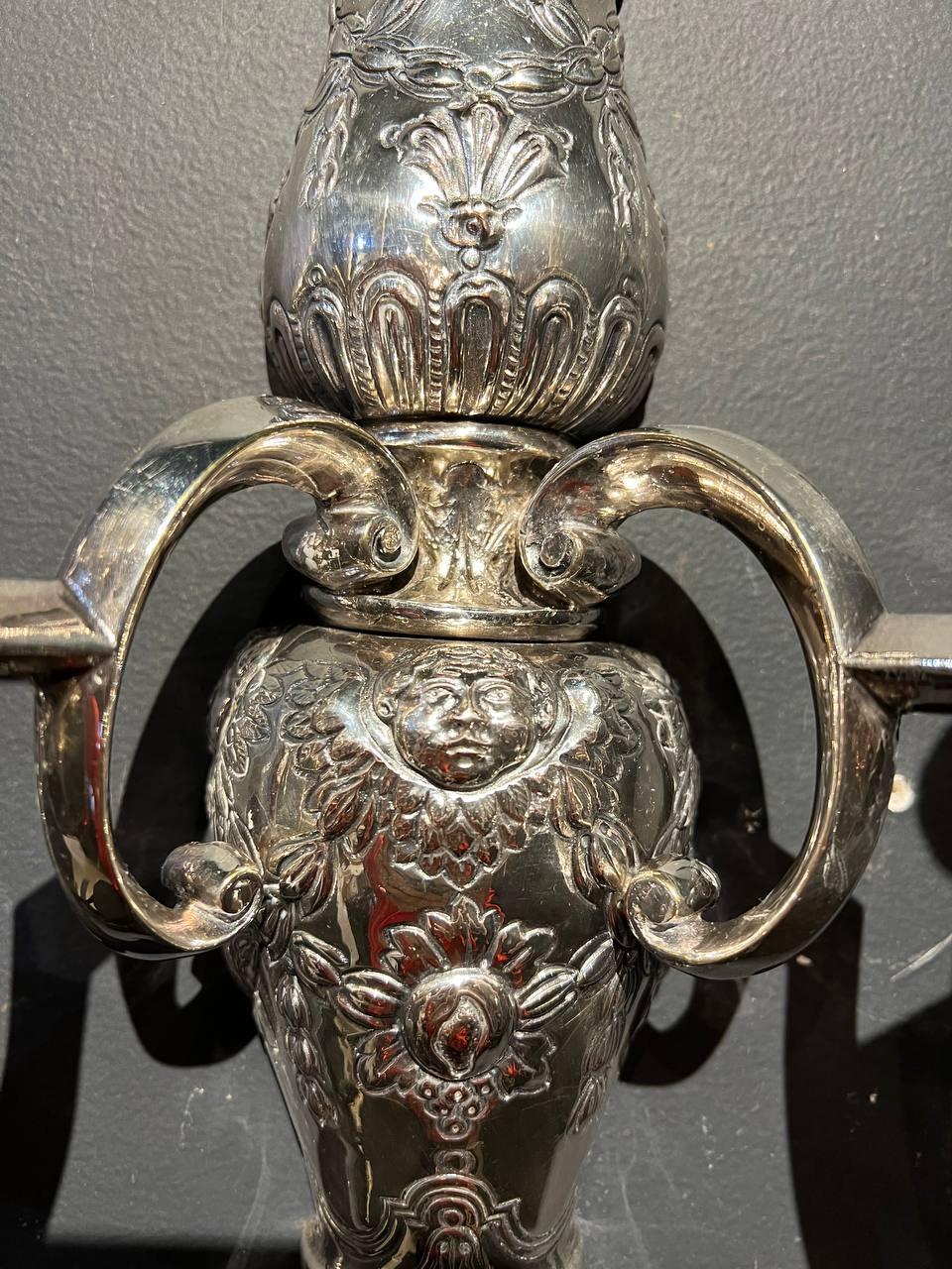 Early 20th Century 1900s Caldwell Silver Plated Sconces For Sale