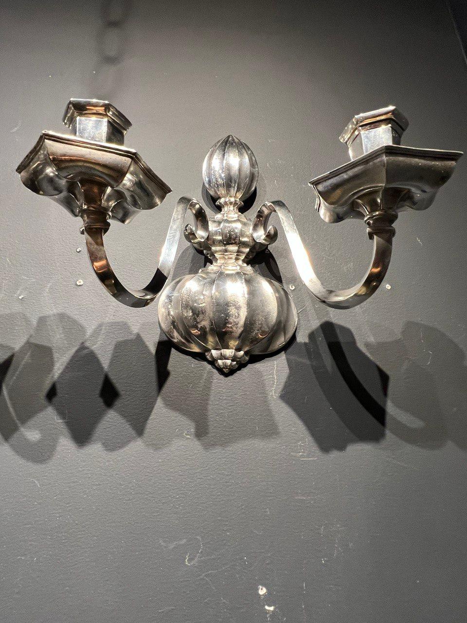 Early 20th Century 1900s Caldwell Silver Plated Sconces For Sale