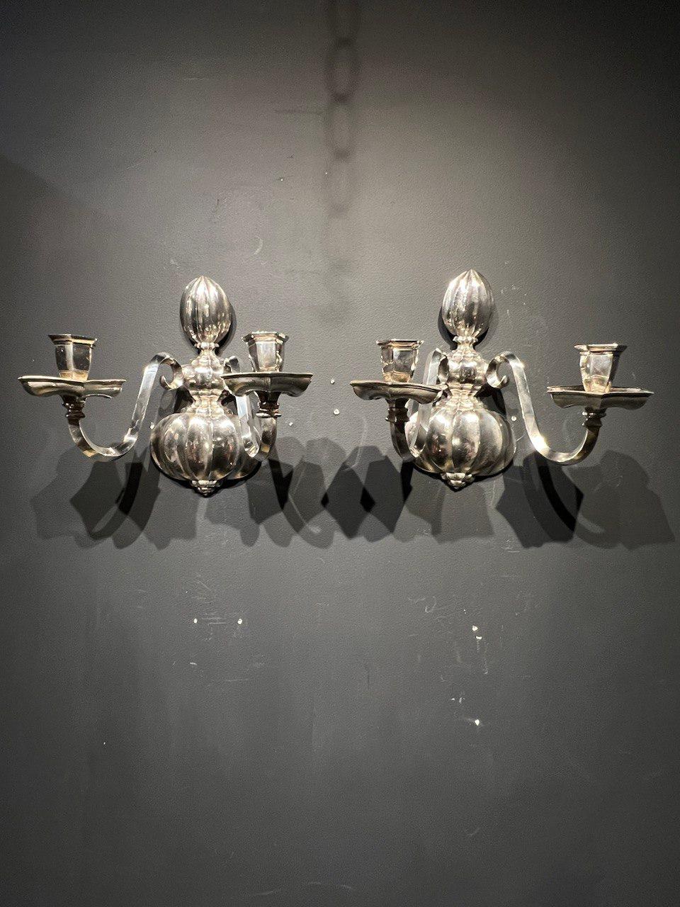 1900s Caldwell Silver Plated Sconces For Sale 2