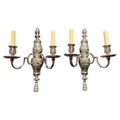 Antique 1900s Caldwell Silver Plated Sconces