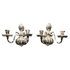 Antique 1900s Caldwell Silver Plated Sconces
