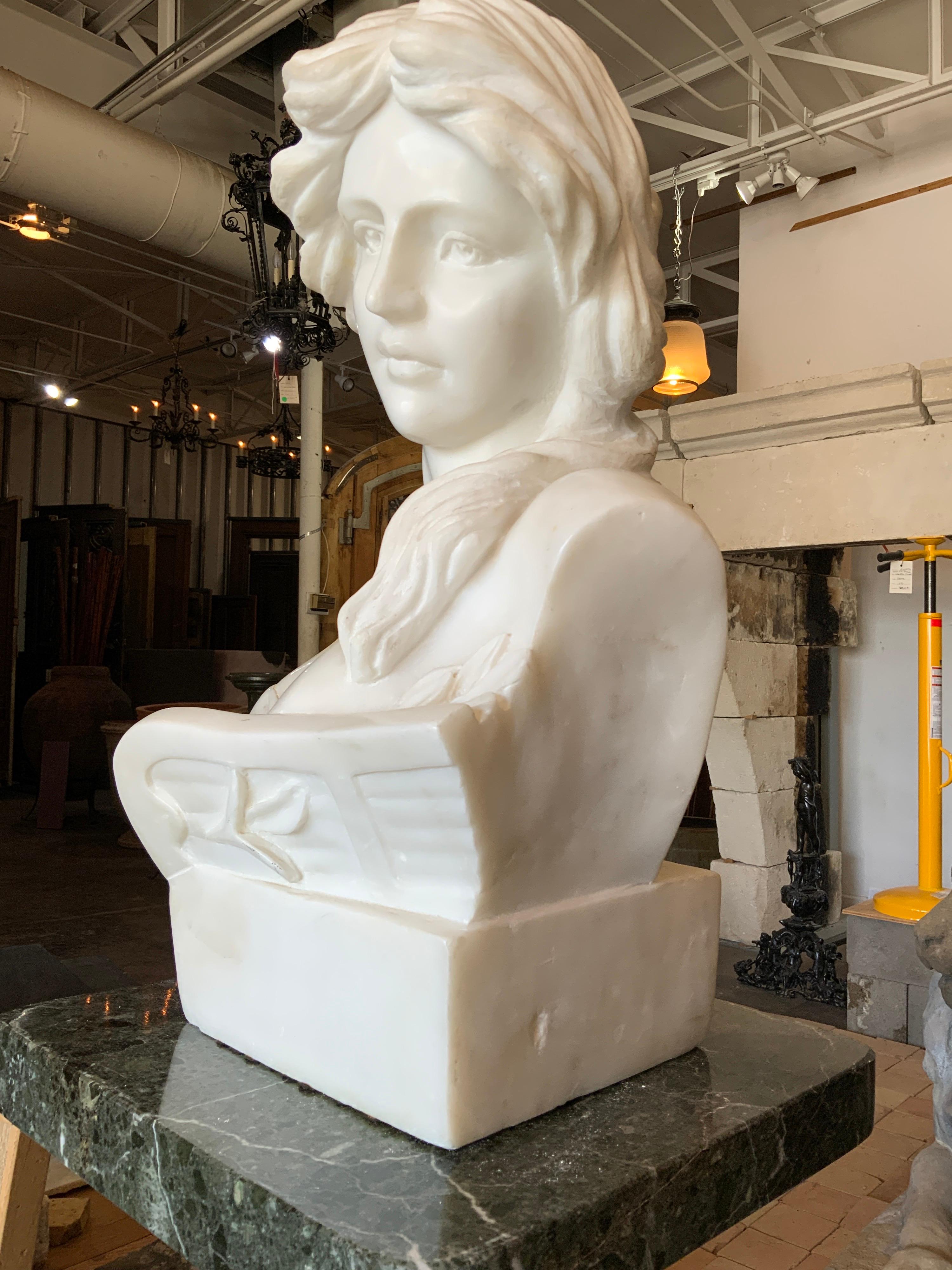 1900's Carrara Marble Statue from France In Good Condition In Dallas, TX