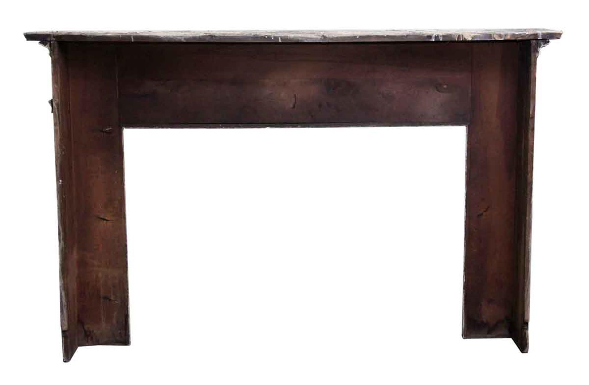 1900s Carved Wood Federal Mantel with Garland Design and White Crackle Paint 3