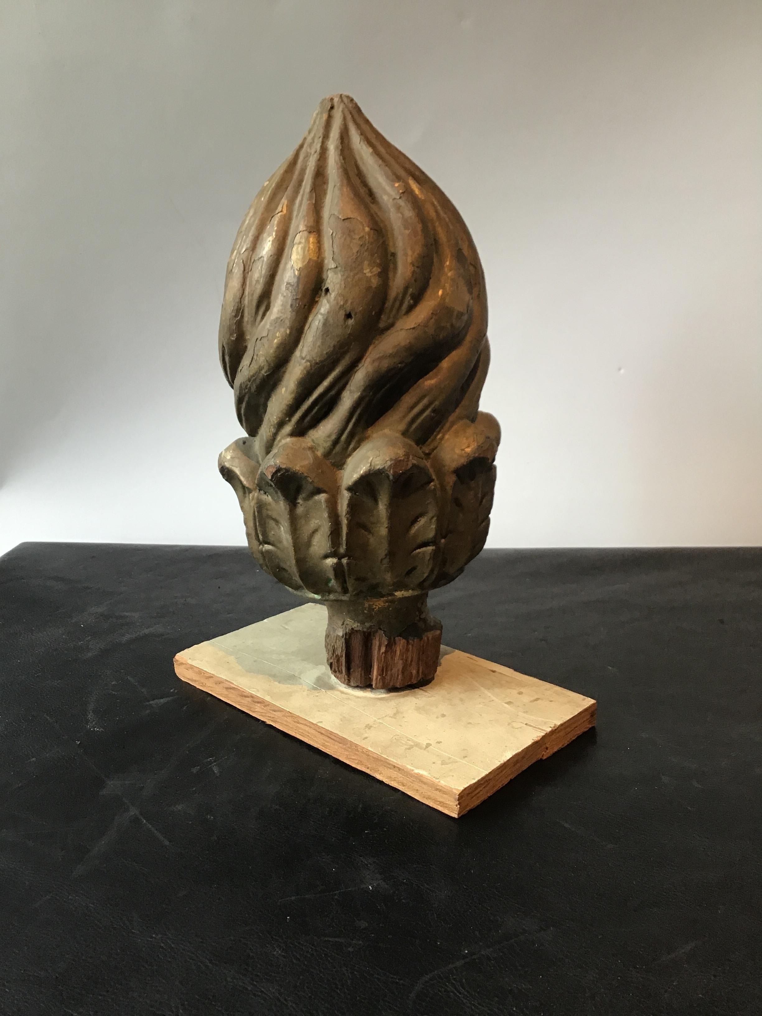 1900s Carved Wood Flame In Good Condition For Sale In Tarrytown, NY