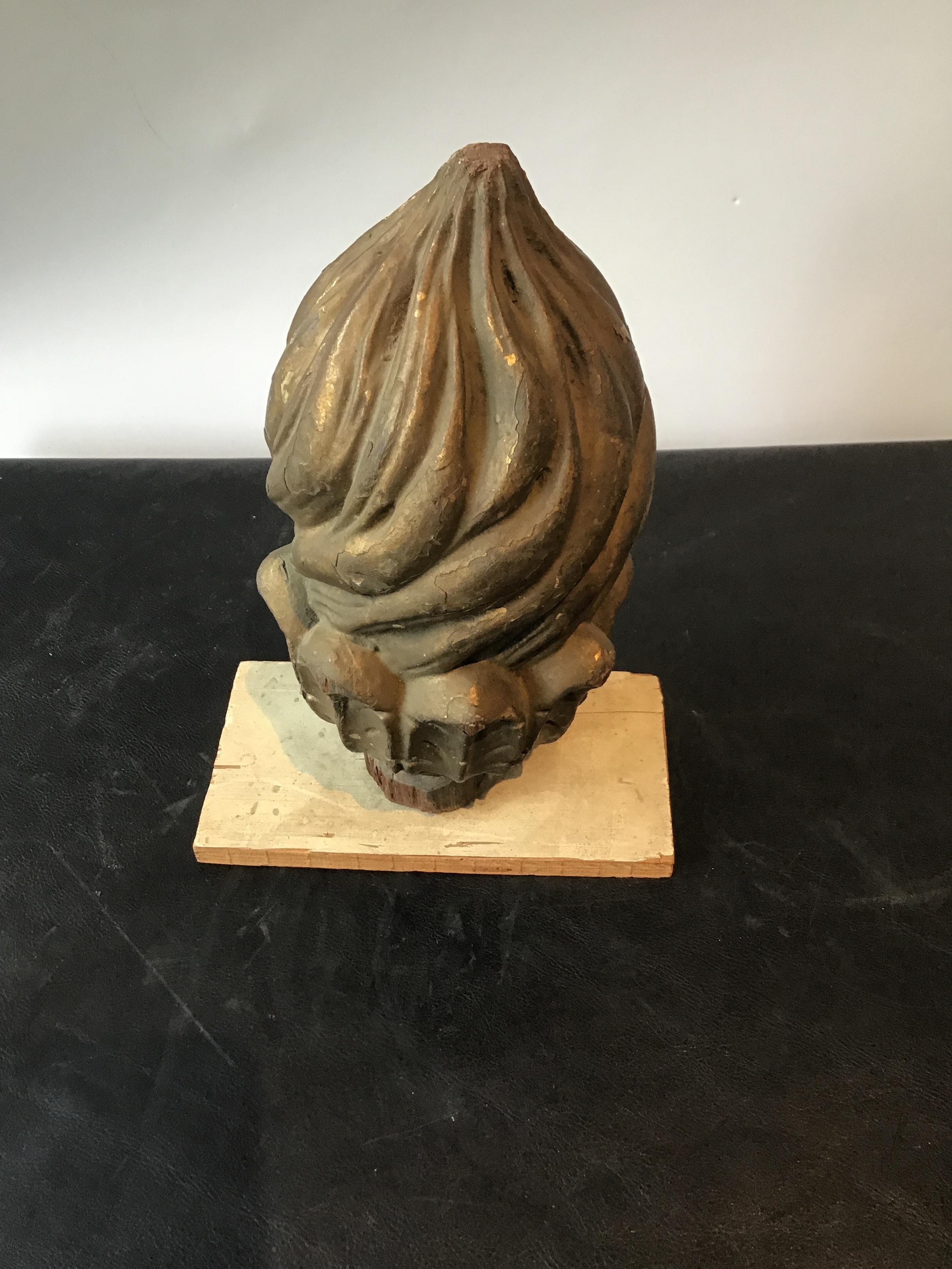 1900s Carved Wood Flame For Sale 1