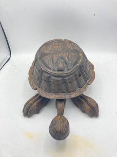 1900's carved wood " turtle " boxe