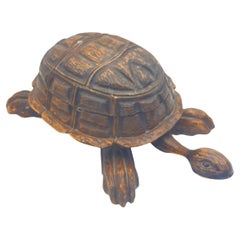 1900's carved wood " turtle " boxe