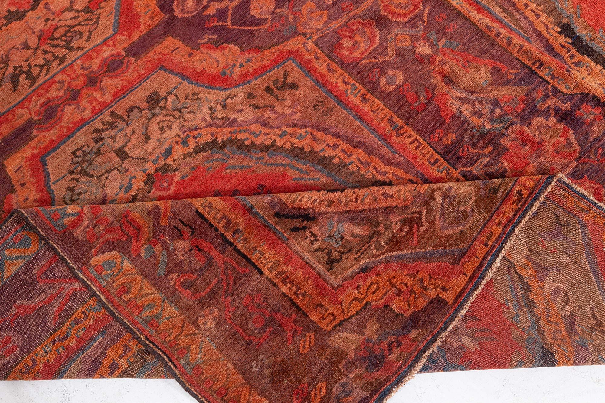 1900s Caucasian Karabagh Handmade Wool Rug For Sale 1
