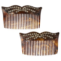1900s Celluloid and Rhinestone Edwardian Hair Clips