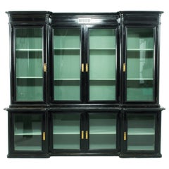 1900s Central European Black Patinated Vitrine
