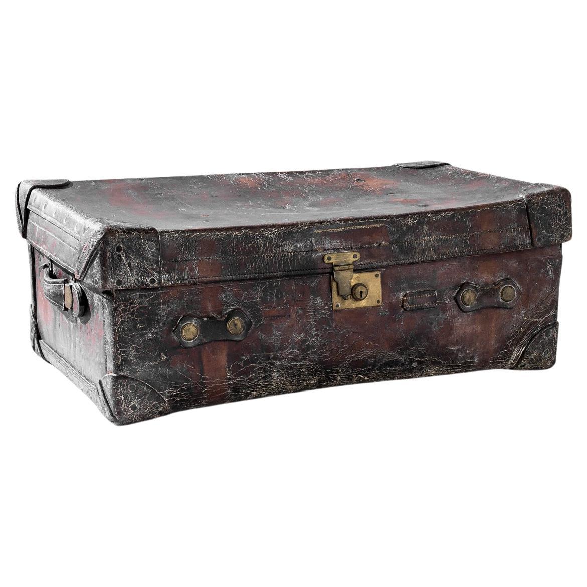1900s Central European Leather Suitcase