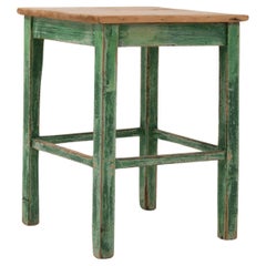 1900s Central European Wood Patinated Green Side Table