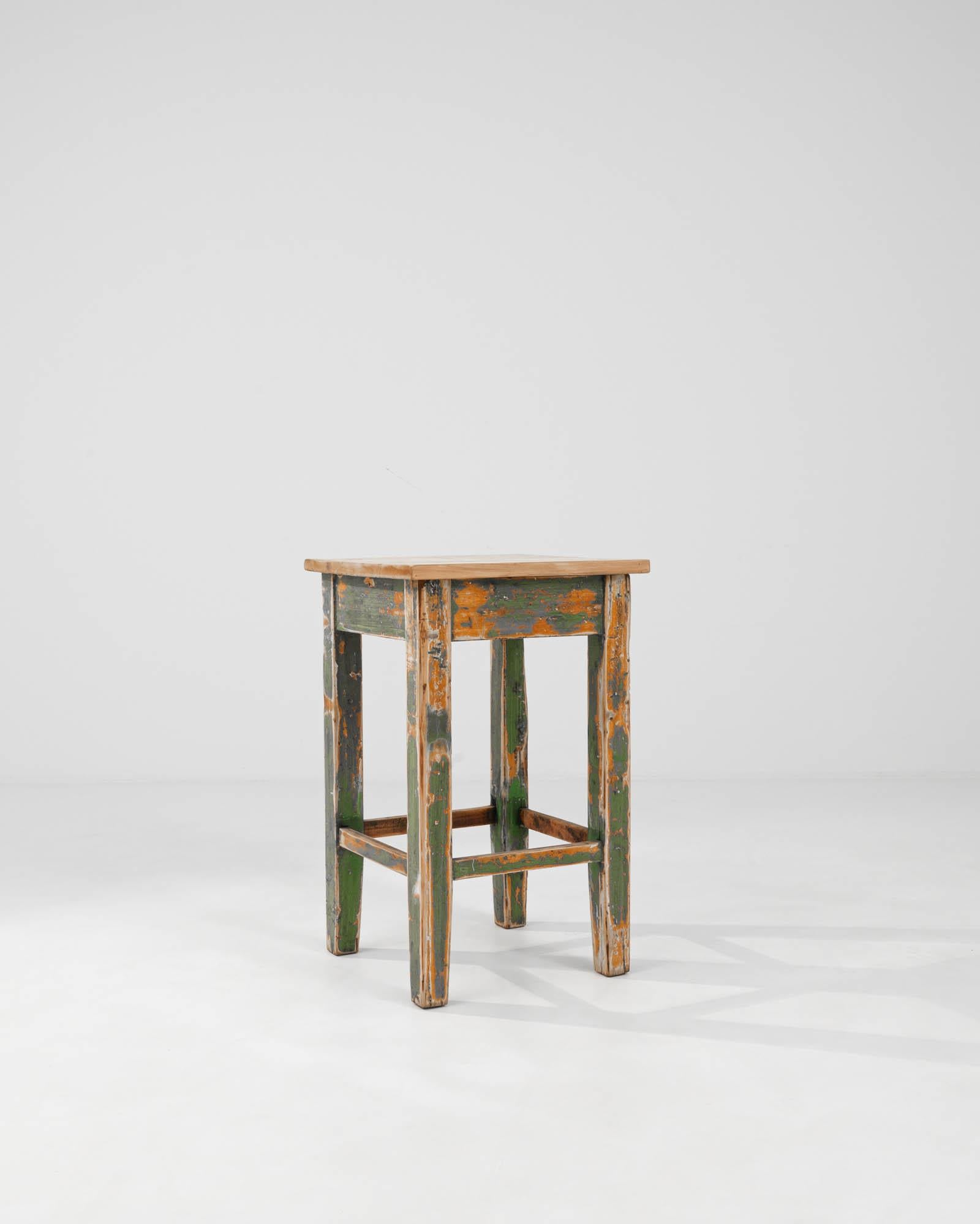 20th Century 1900s Central European Wood Patinated Side Table For Sale