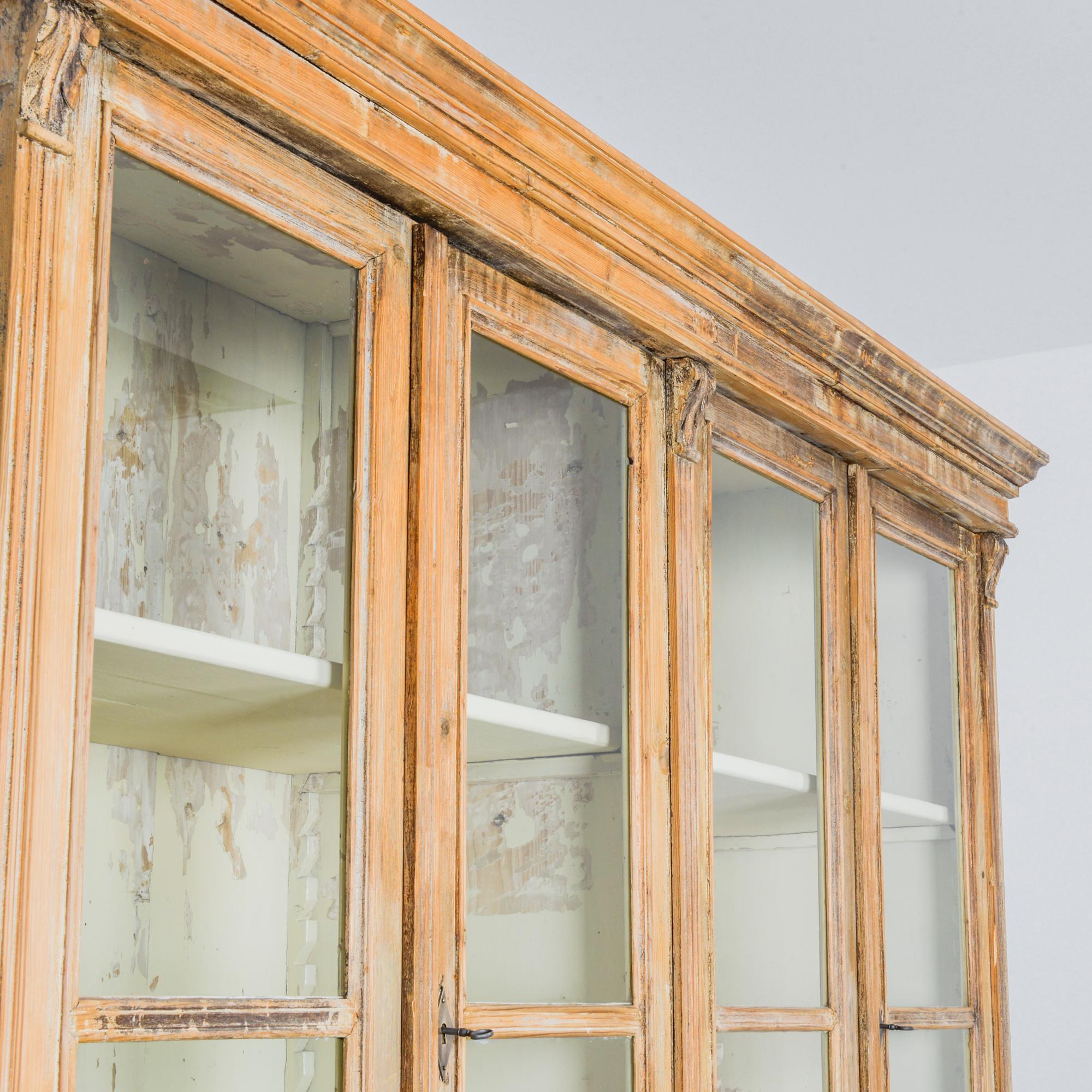 Glass 1900s Central European Wood Patinated Vitrine