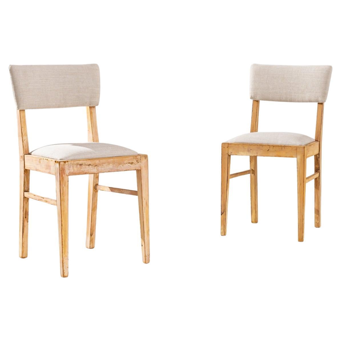 1900s Central European Wooden Chairs with Upholstered Seats and Back, a Pair For Sale