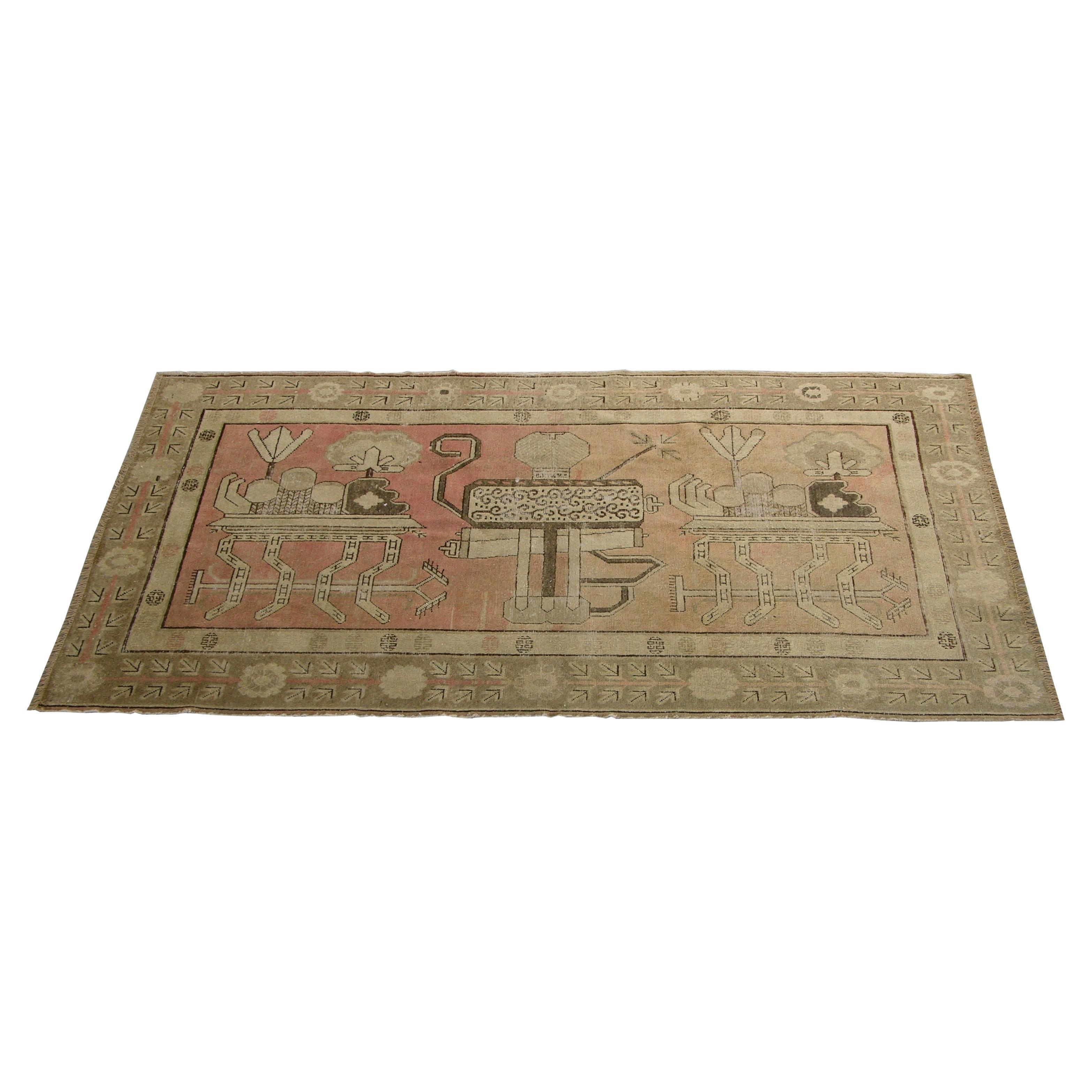 1900er Jahrhundert Antike Samarkand Teppich 8,10" X 5,1"