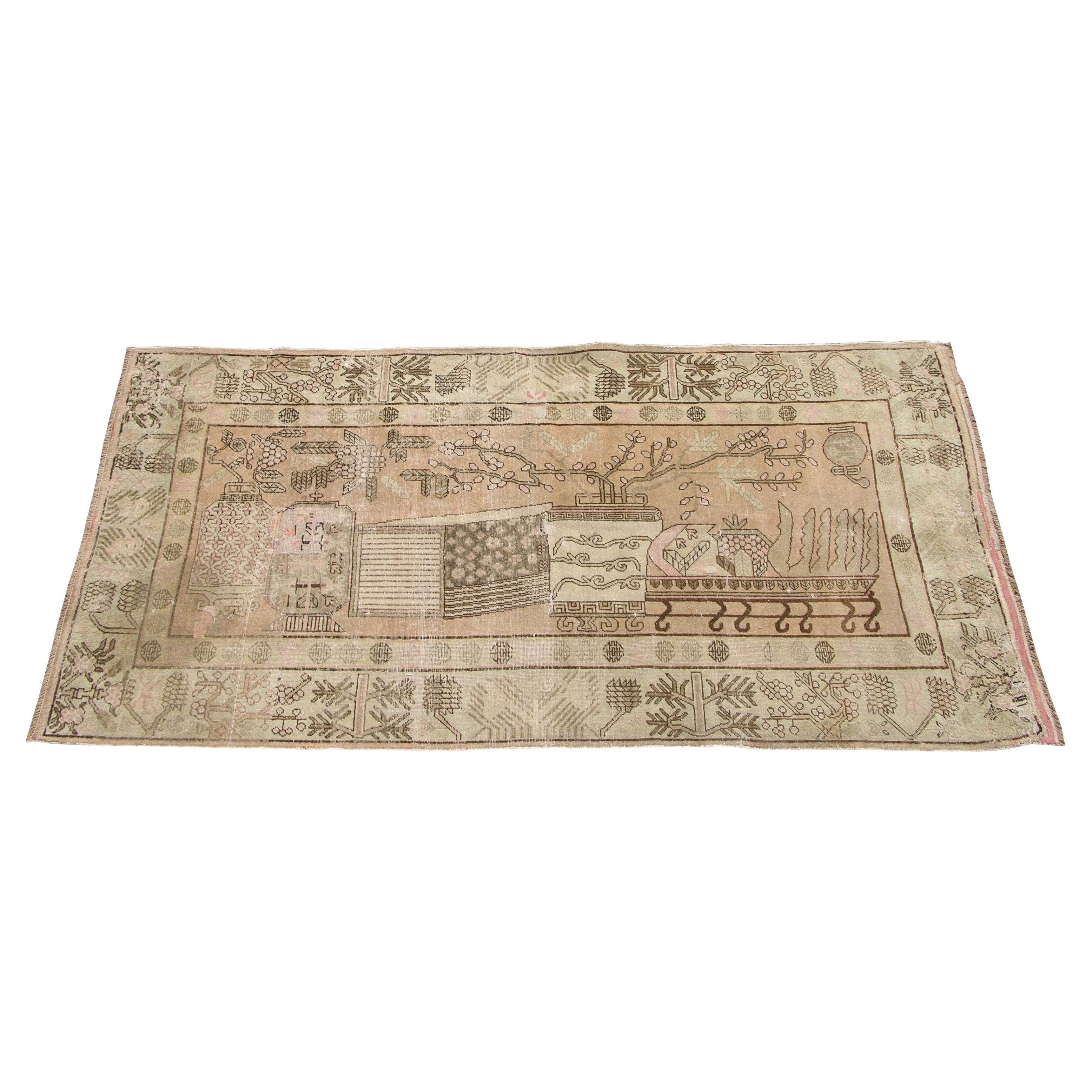 1900er Jahrhundert Antike Samarkand Teppich 8,3 "X 4,2" im Angebot