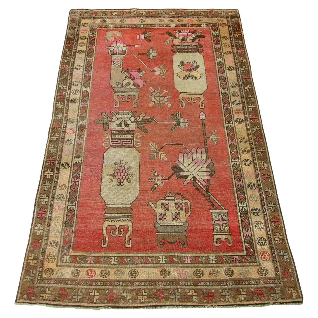 1900s Century Antique Samarkand Rug 9.11" X 5.2" For Sale