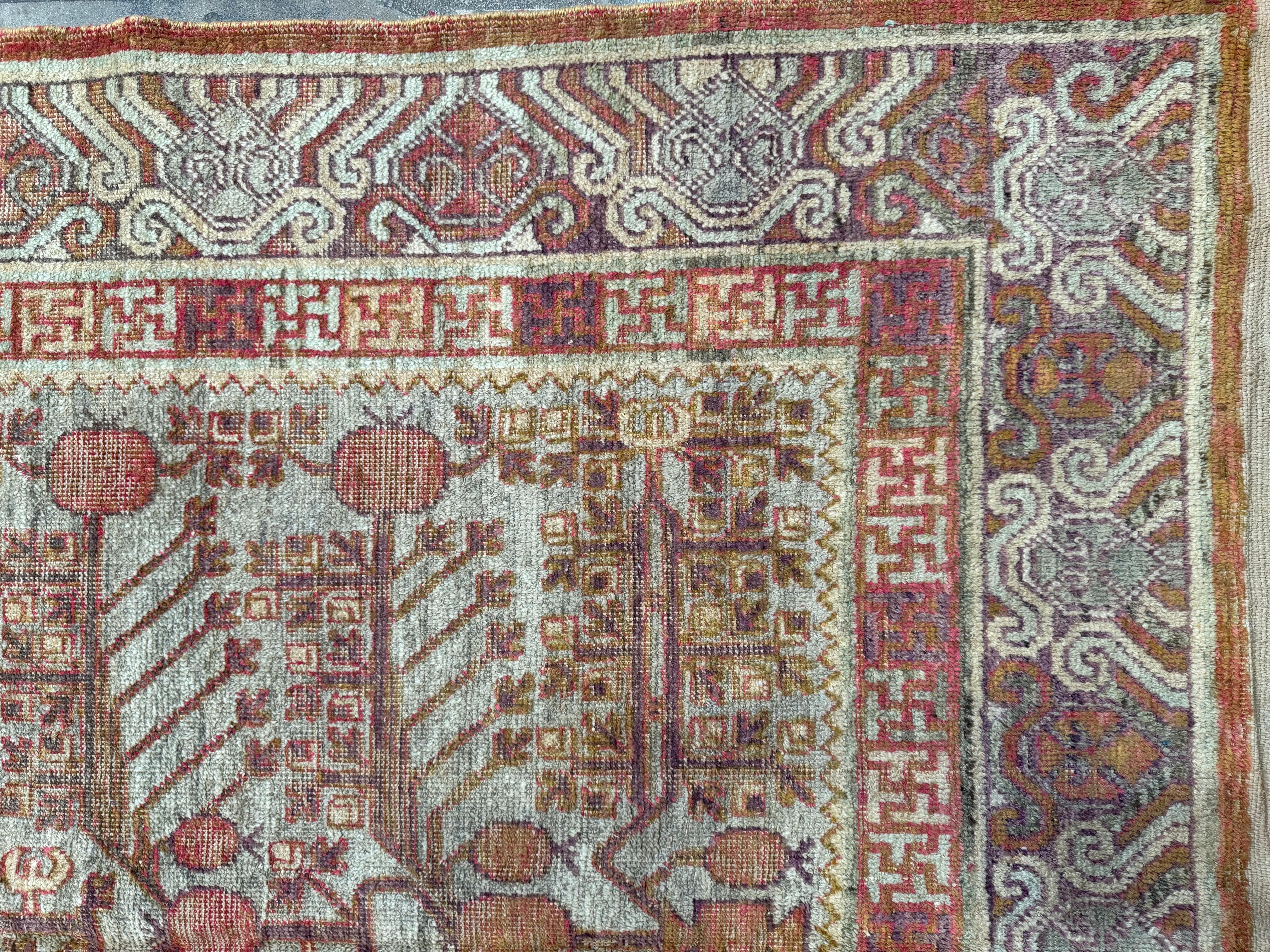 Mid-Century Modern 1900s Century Antique Samarkand Rug 9.9