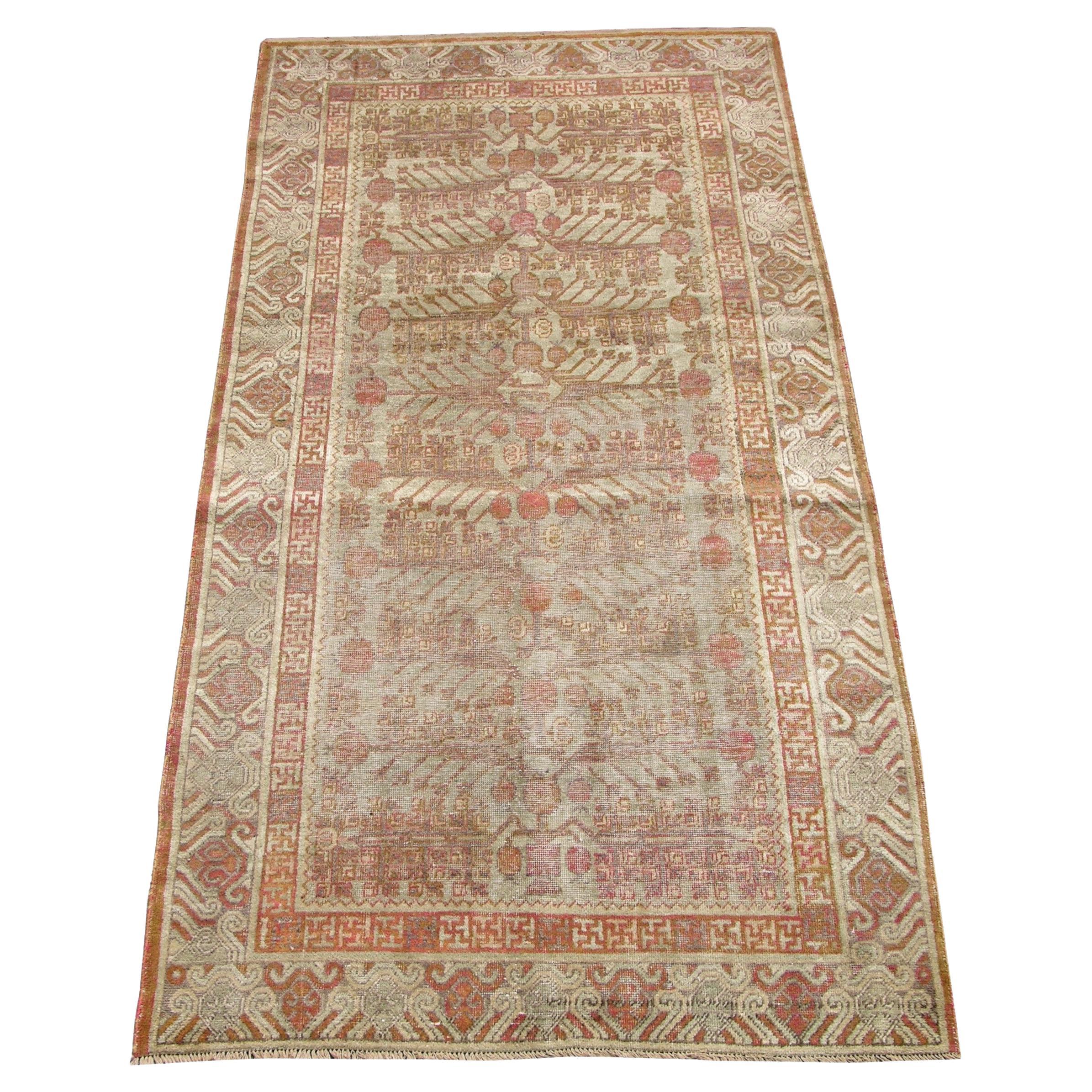 1900s Century Antique Samarkand Rug 9.9" X 5.0" For Sale