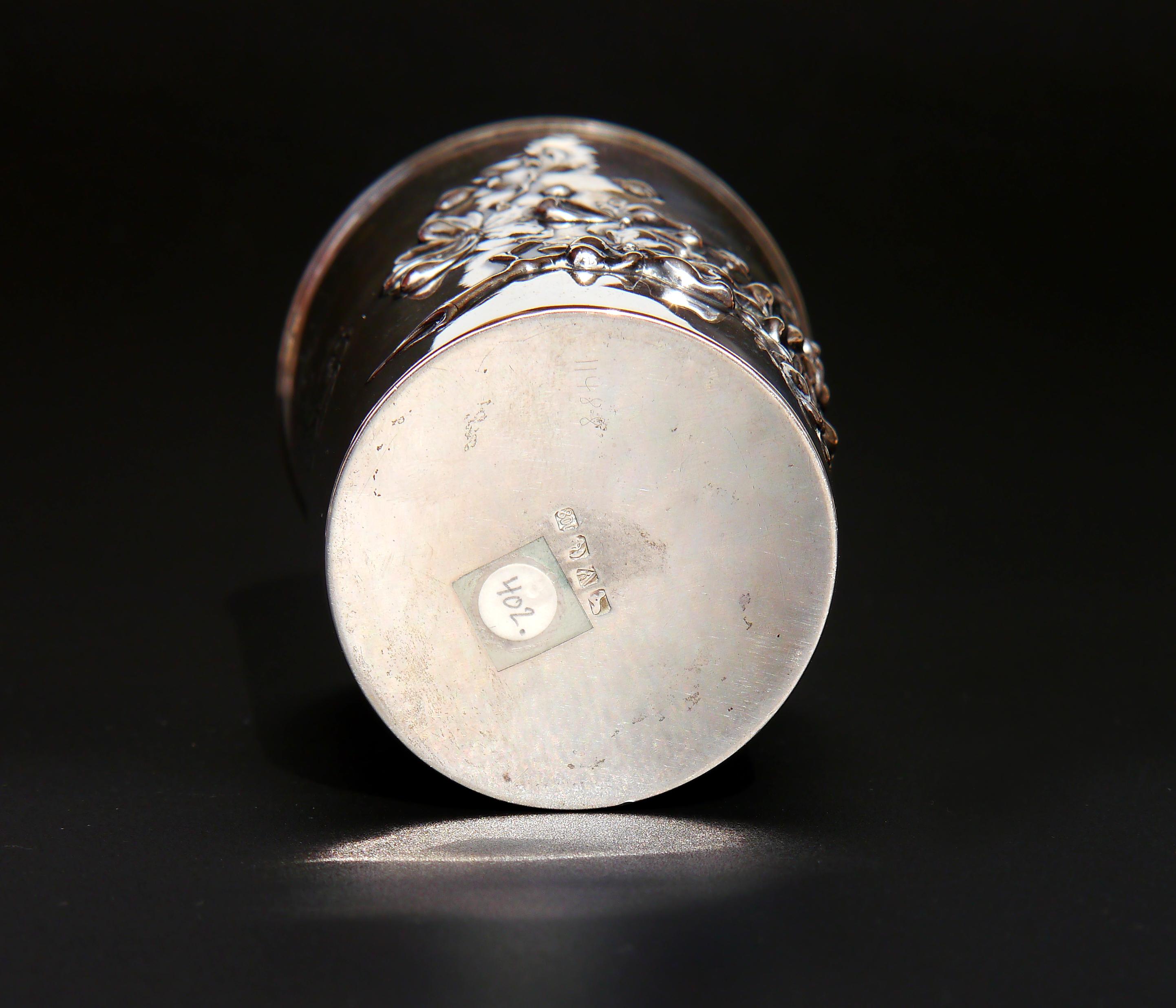 1900s Cherry Blossoms German solid coin Silver Cup /109 gr en vente 8