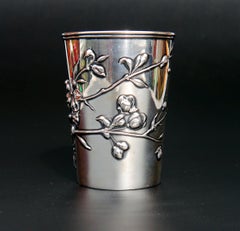 1900s Cherry Blossoms German solid coin Silver Cup /109 gr