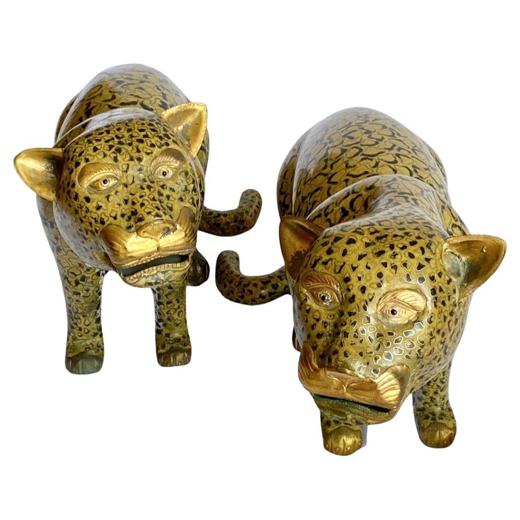 1900s Chinese Cloisonne Leopards
