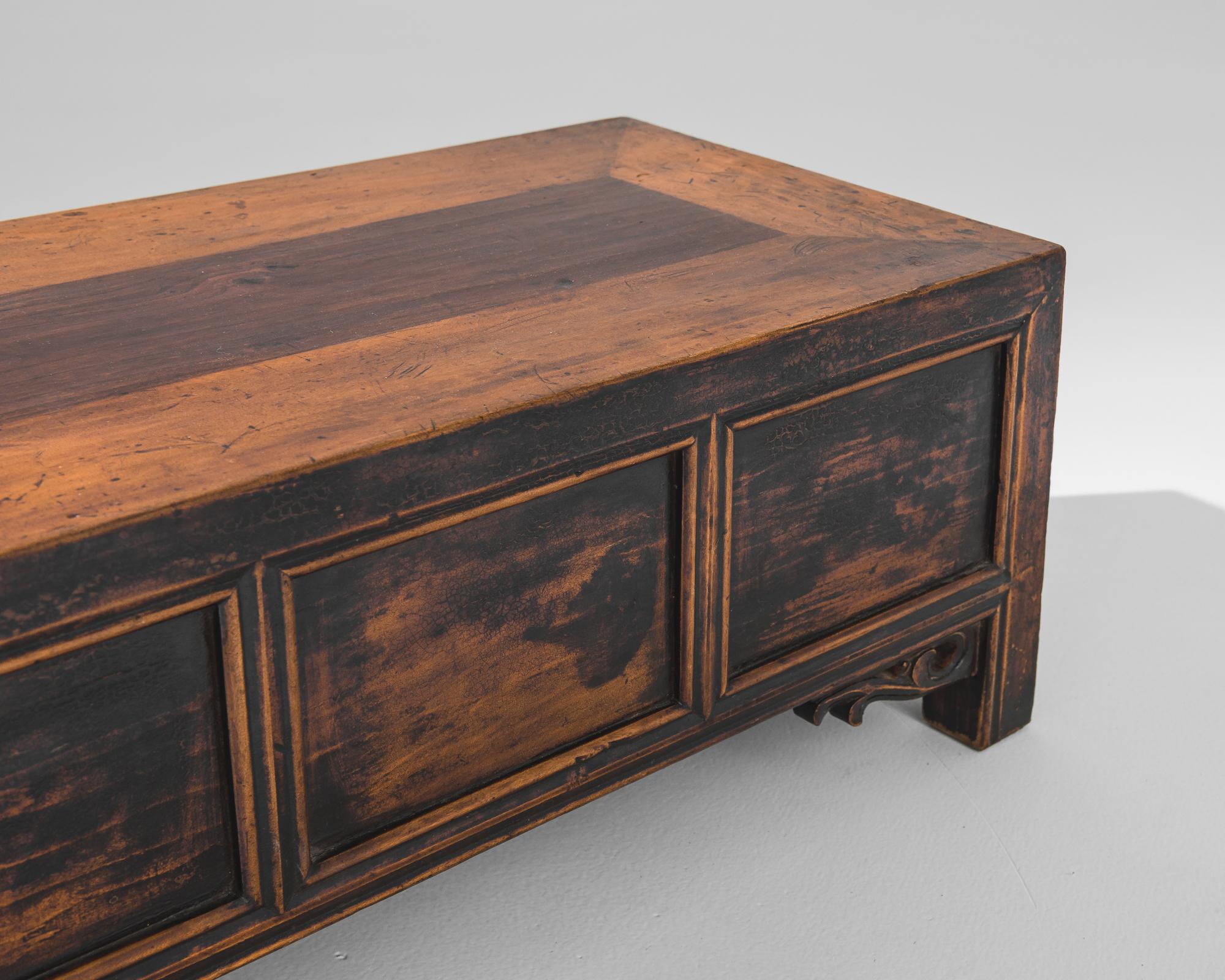 20th Century 1900s Chinese Wooden Trunk with Original Patina For Sale