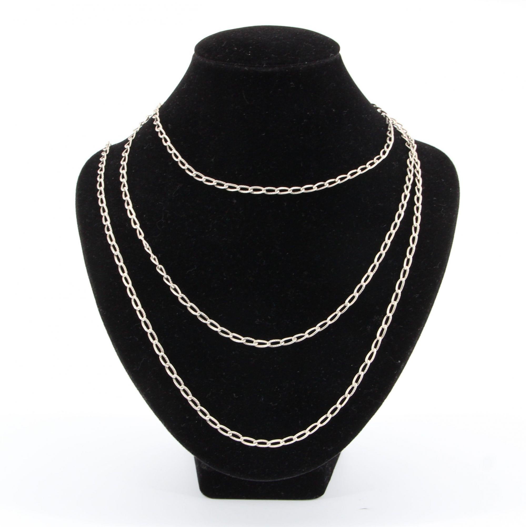 long silver necklace chain