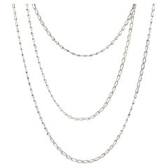 1900s Chiseled Silver Long Chain Necklace