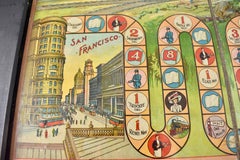 1900s Chromolithograph A Train Trip with Phoebe Snow Childrens Game Board Framed