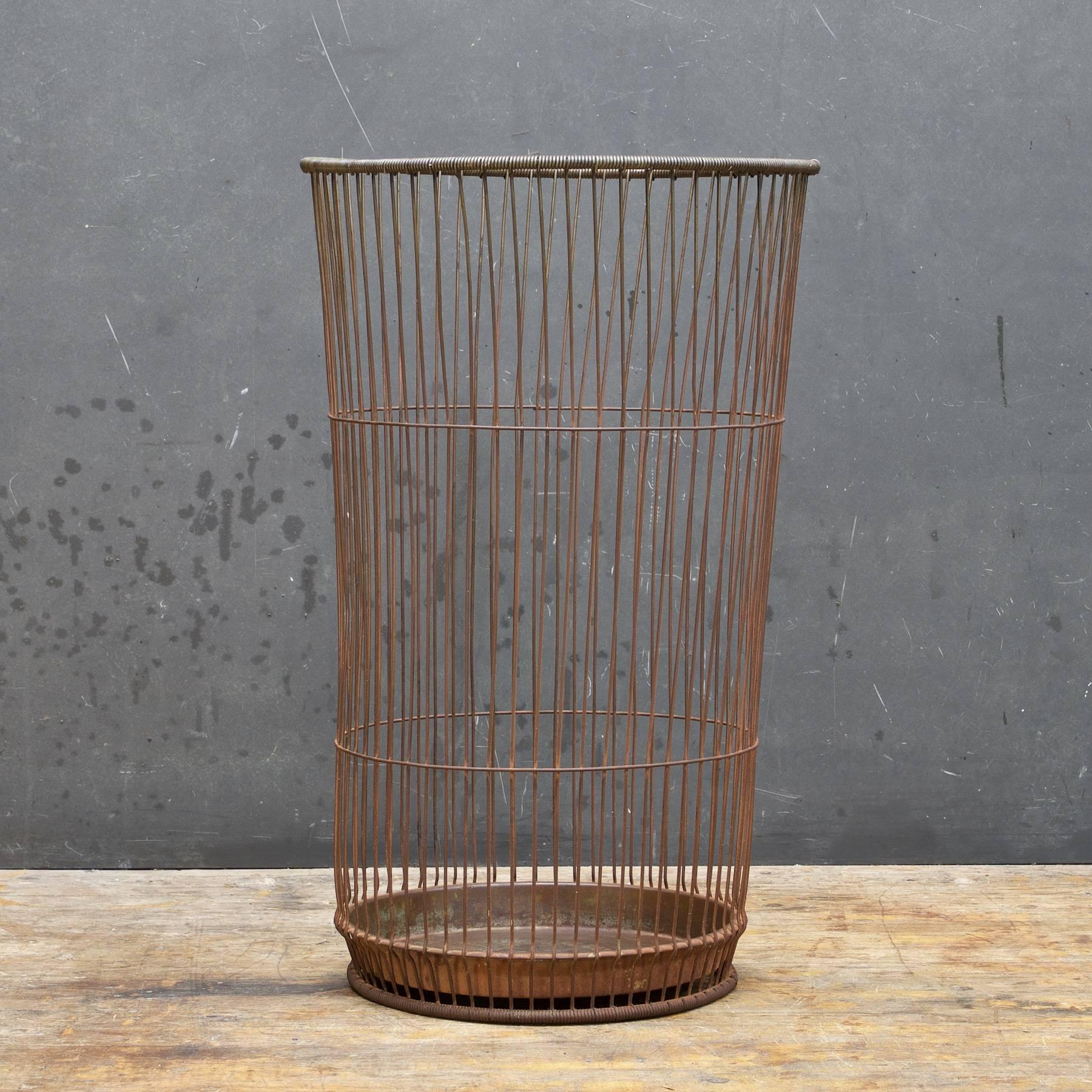 wire basket trash can