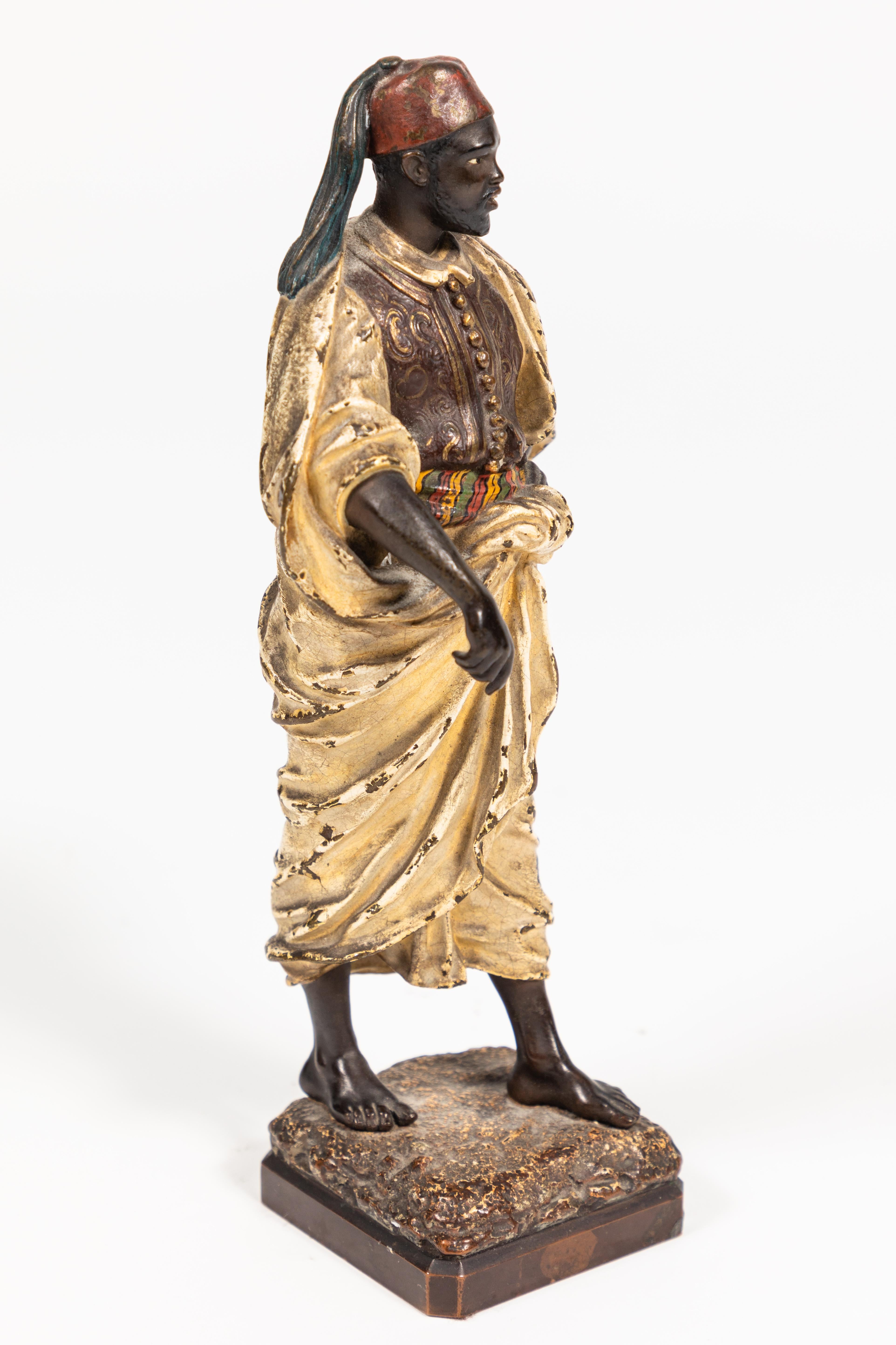 20th Century 1900s Cold-Painted Statue of Arab For Sale
