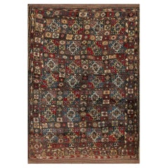 1900s Colorful Antique Geometric Tribal Northwest Quchan Kordi Small Carpet