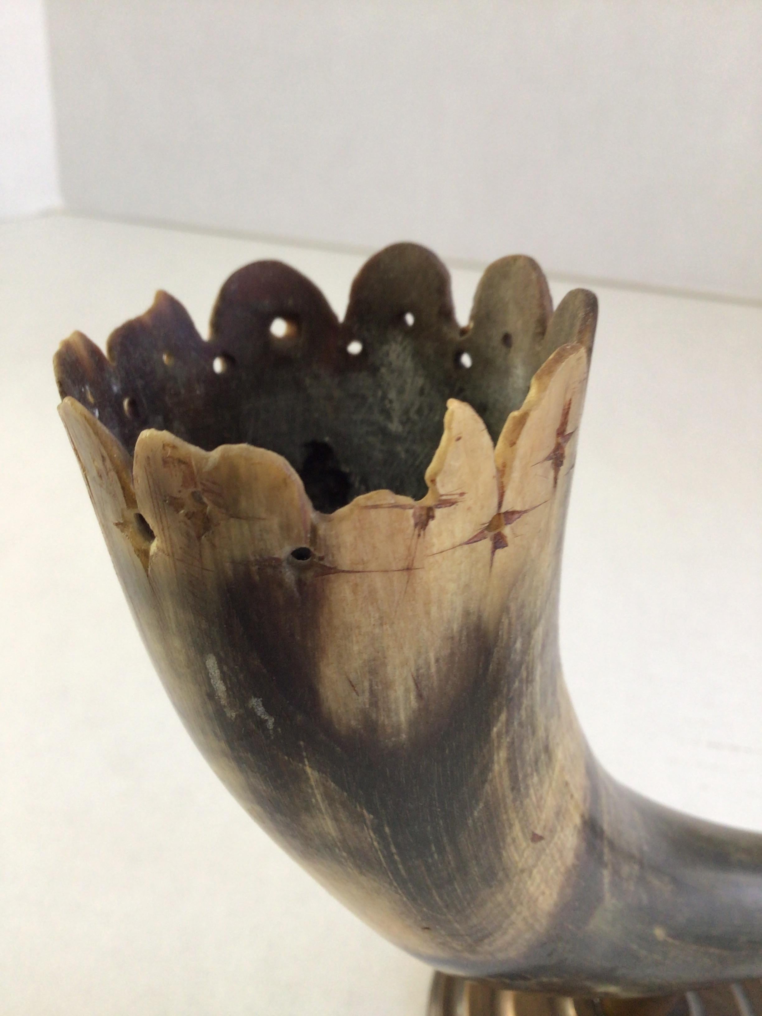 1900s Copper Horn Holder On Copper Base For Sale 5
