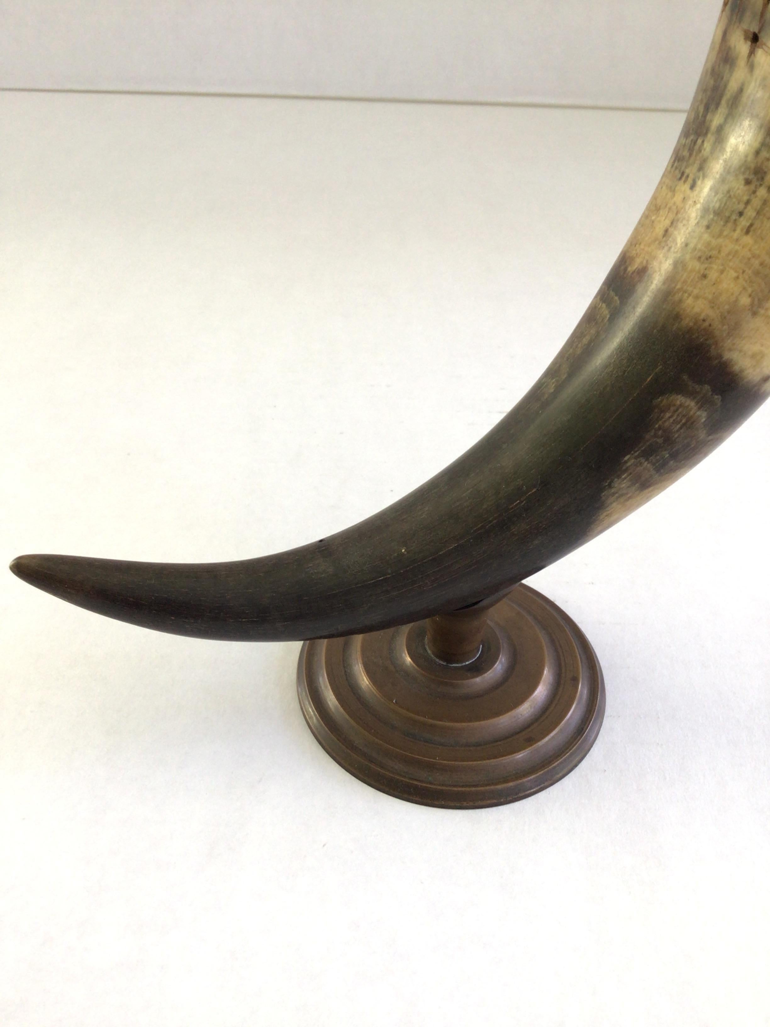 1900s Copper Horn Holder On Copper Base For Sale 2