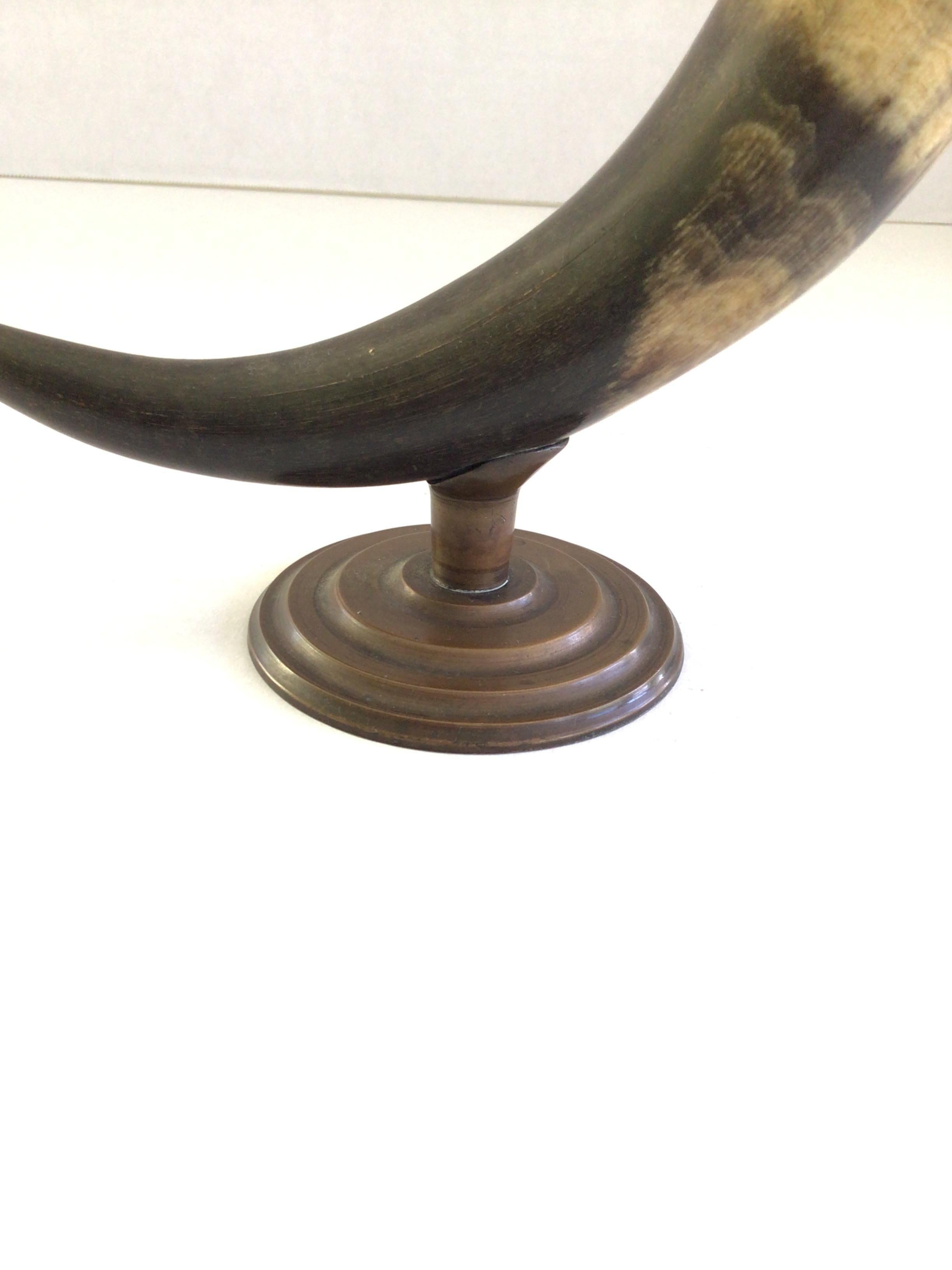 1900s Copper Horn Holder On Copper Base For Sale 3